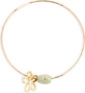 Kiara by Ki-ele Monica Jade Bead & Flower Charm Bangle Bracelet