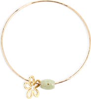 Kiara by Ki-ele Monica Jade Bead & Flower Charm Bangle Bracelet