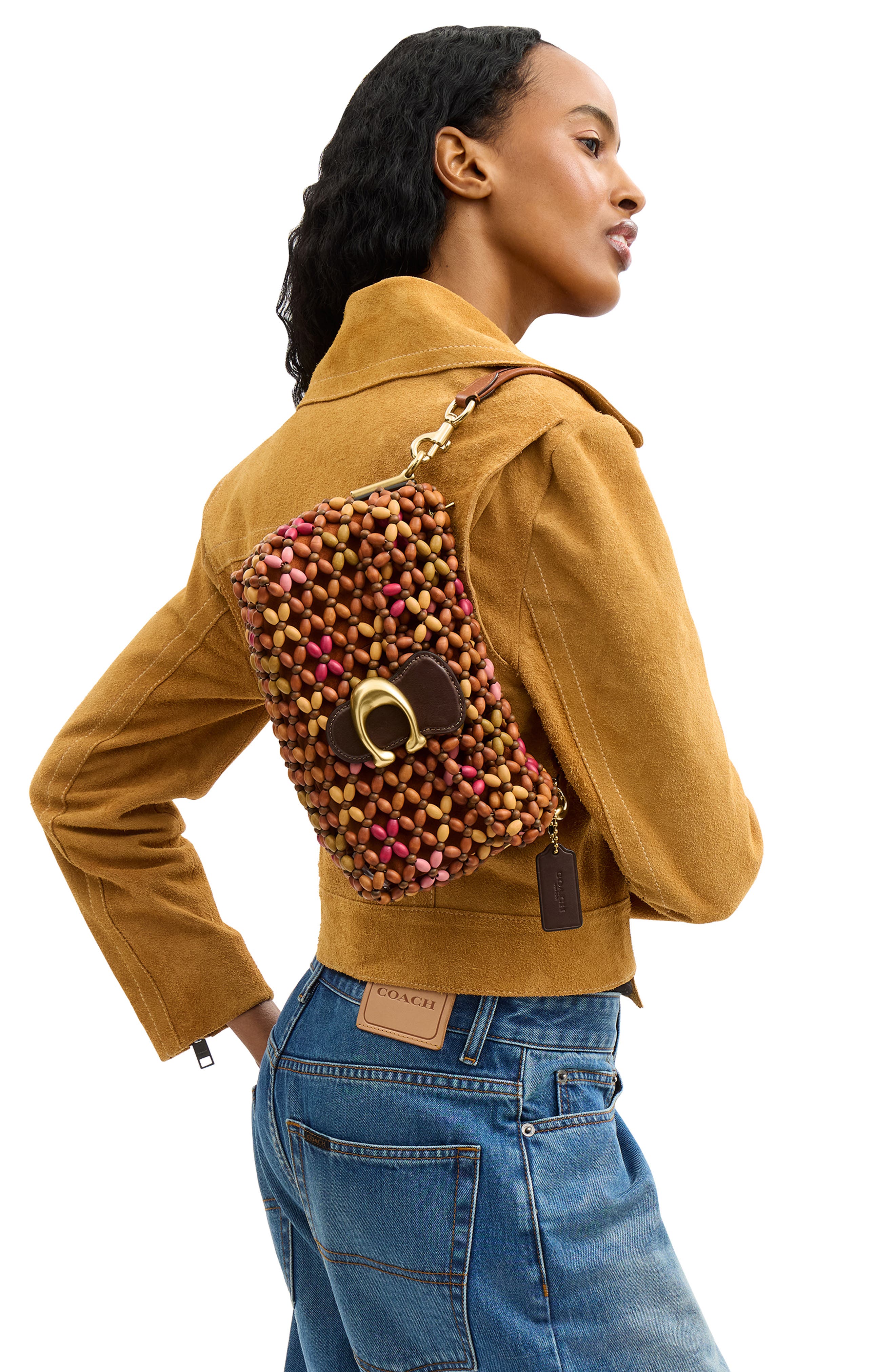 COACH Tabby 26 Wooden Bead Shoulder Bag, Alternate, color, Maple Multi