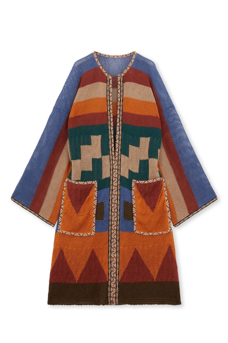 Lara Multicolor Knit Linen Maxi Cardigan, Main, color, MIX