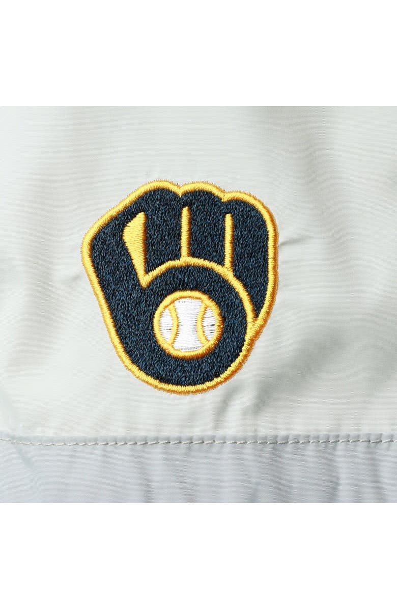 THE WILD COLLECTIVE Women's The Wild Collective Navy Milwaukee Brewers Colorblock Track Raglan Full-Zip Jacket, Alternate, color, Light Blue