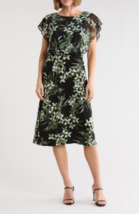 Cape Sleeve Wrap Style Dress