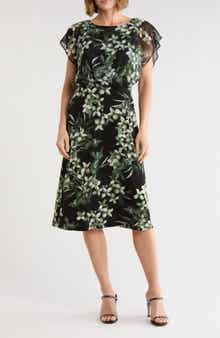 Chiffon Overlay Midi Dress