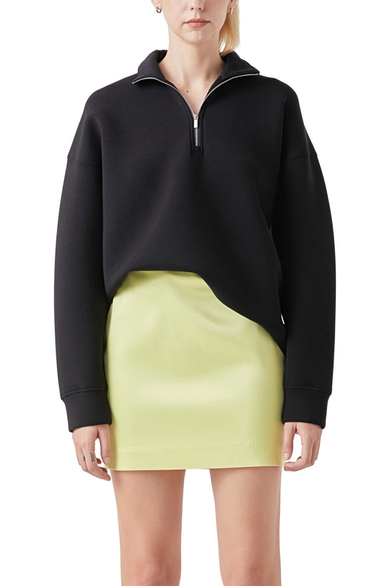 Scuba Knit Quarter Zip Pullover, Alternate, color, BLACK