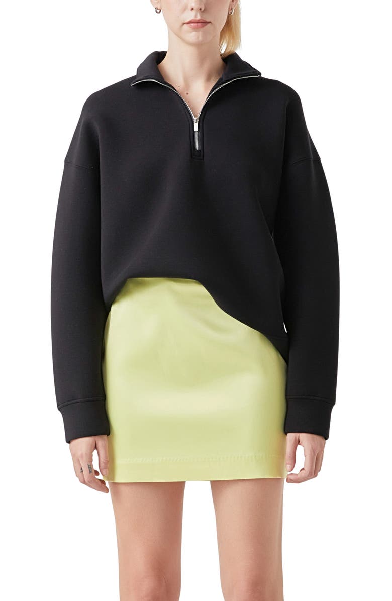 Grey Lab Scuba Knit Quarter Zip Pullover, Alternate, color, Black