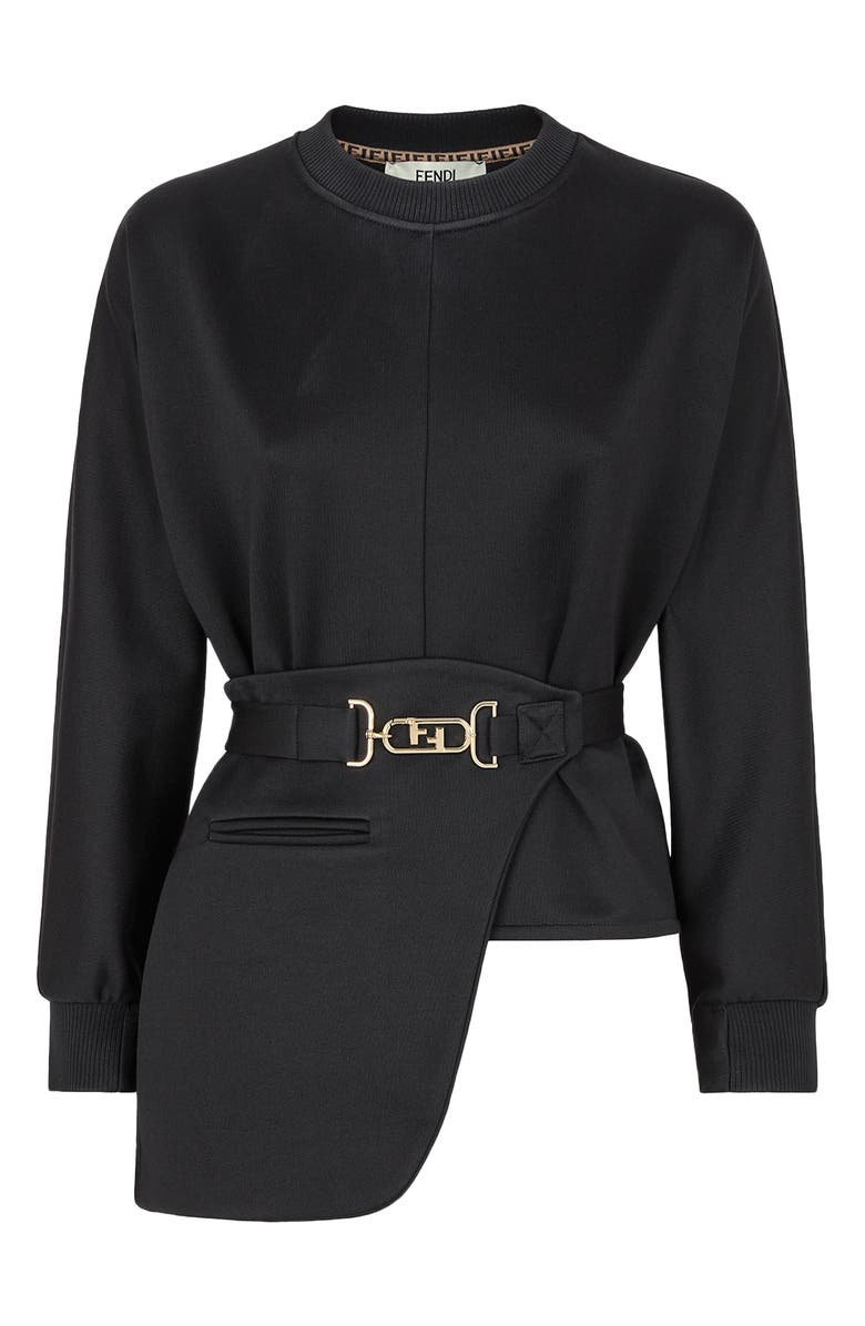 Fendi O'Lock Removable Peplum Belted Jersey Sweatshirt, Main, color, 