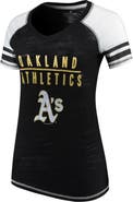 SOFT AS A GRAPE Women's Soft as a Grape Black Oakland Athletics Color Block V-Neck T-Shirt