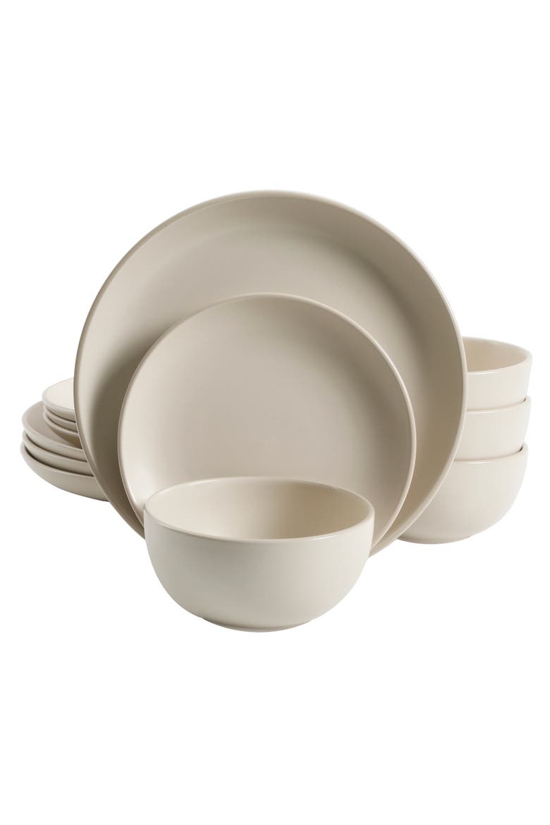 Rockaway 12-Piece Stoneware Dinnerware Set, Main, color, Cream