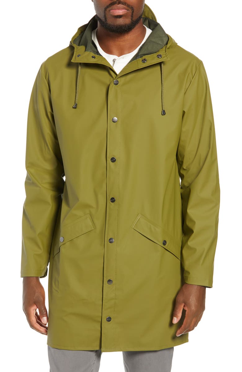 Rains Waterproof Hooded Long Rain Jacket, Alternate, color, 