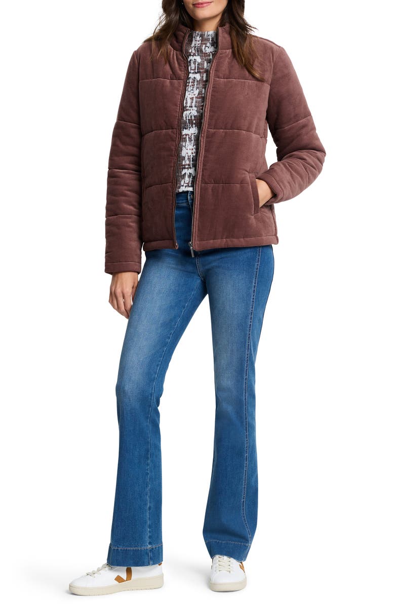 NIC+ZOE Velvet Puffer Jacket, Alternate, color, Chai