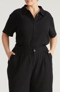 Universal Standard Toni High Low Button Down Cotton Gauze Top
