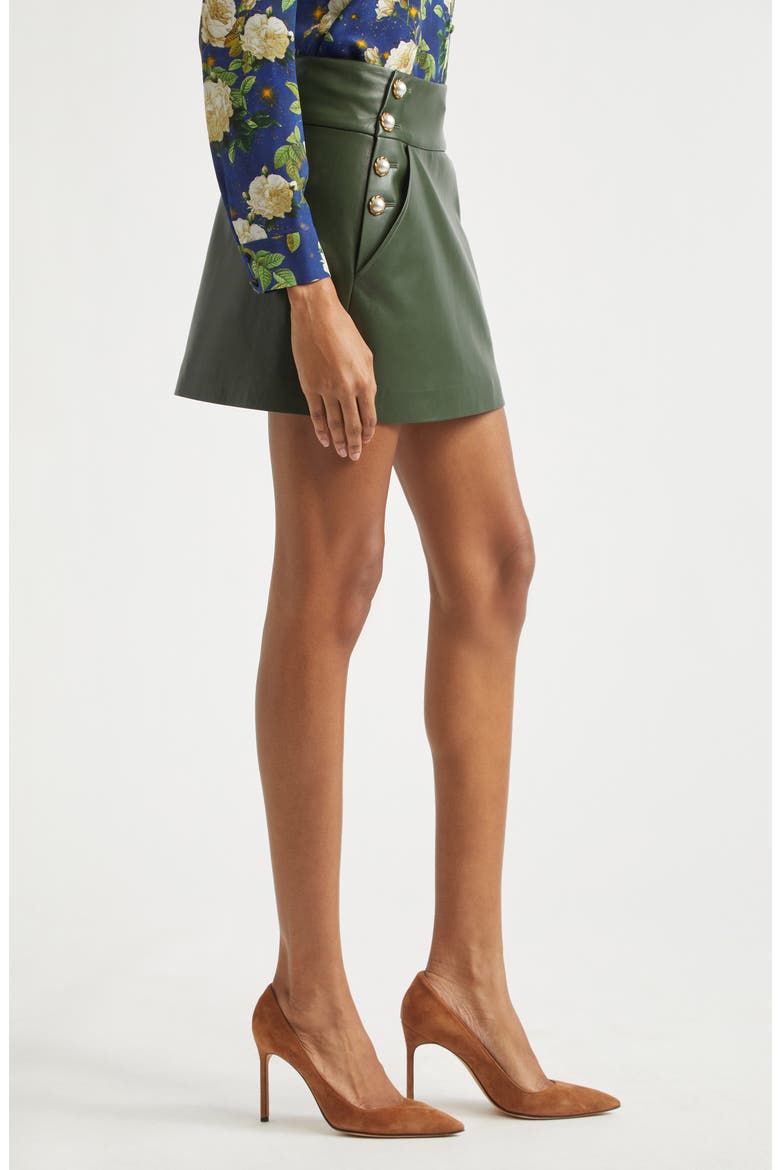 Donald Faux Leather Miniskirt, Alternate, color, DARK OLIVE