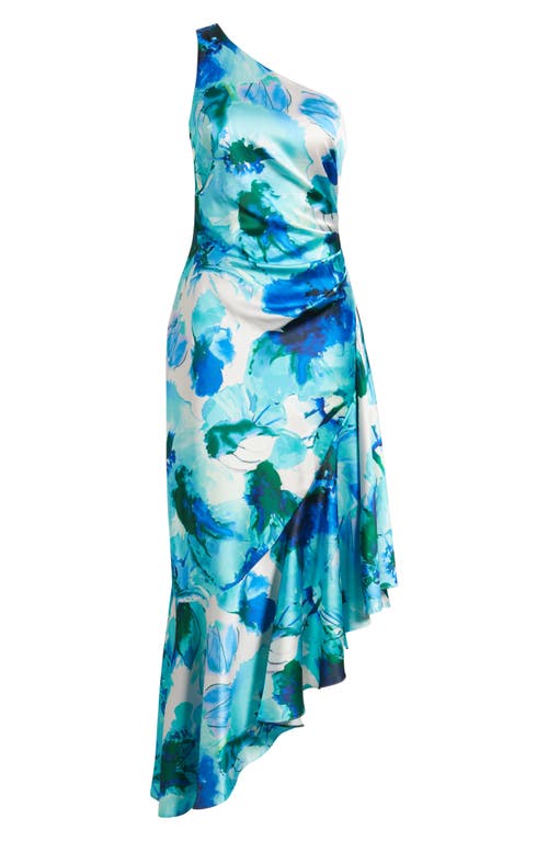 Eliza J One-shoulder Ruffle Cocktail Dress In Blue