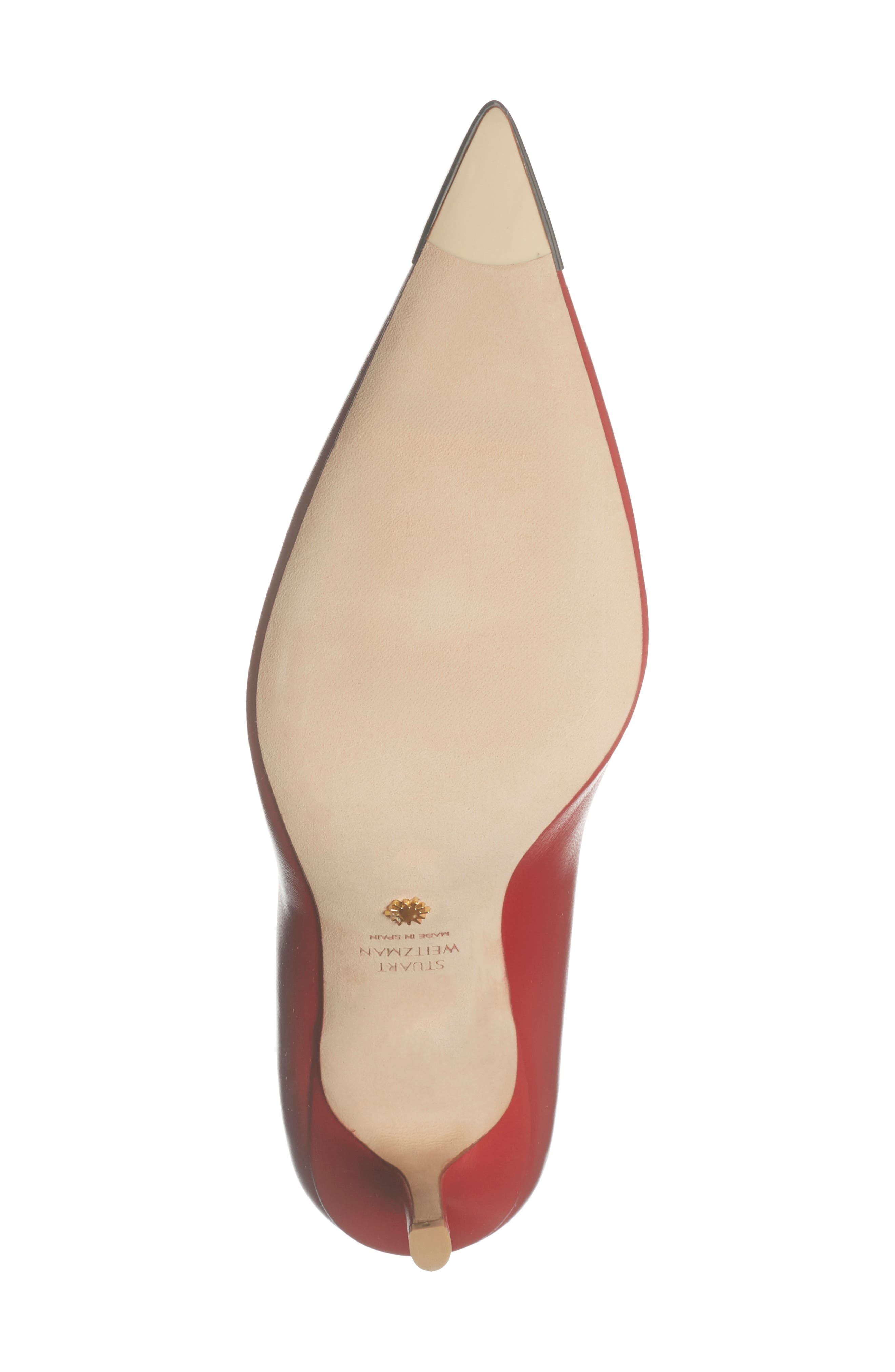 Stuart Weitzman Stuart Capsize Pointed Toe Pump, Alternate, color, Cherry/ Brushed Silver