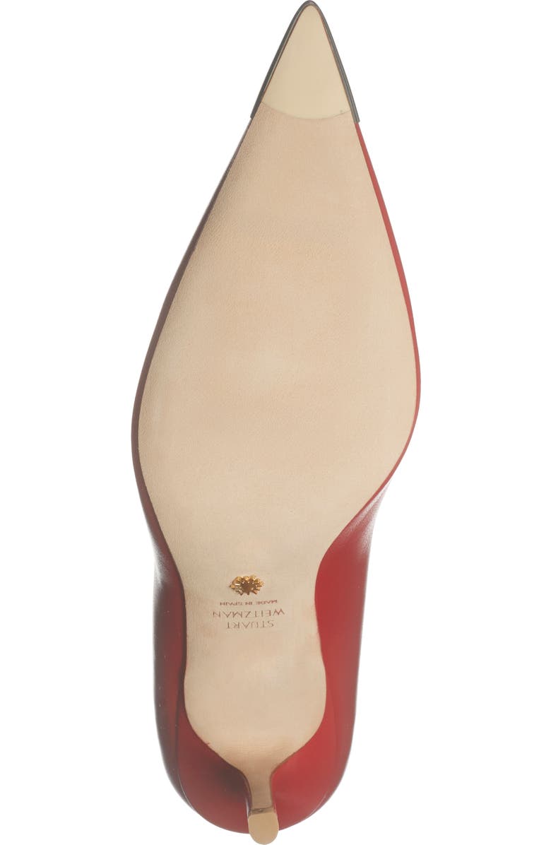 Stuart Weitzman Stuart Capsize Pointed Toe Pump, Alternate, color, Cherry/ Brushed Silver