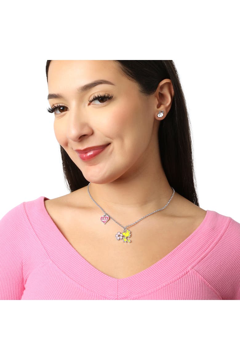 Snoopy & Woodstock BFF 2 Piece Necklace Set - 16 + 3.25'', Alternate, color, Silver