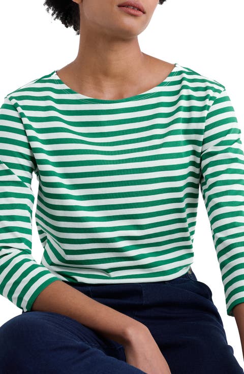 Sailor Stripe Three-Quarter Sleeve Organic Cotton Top