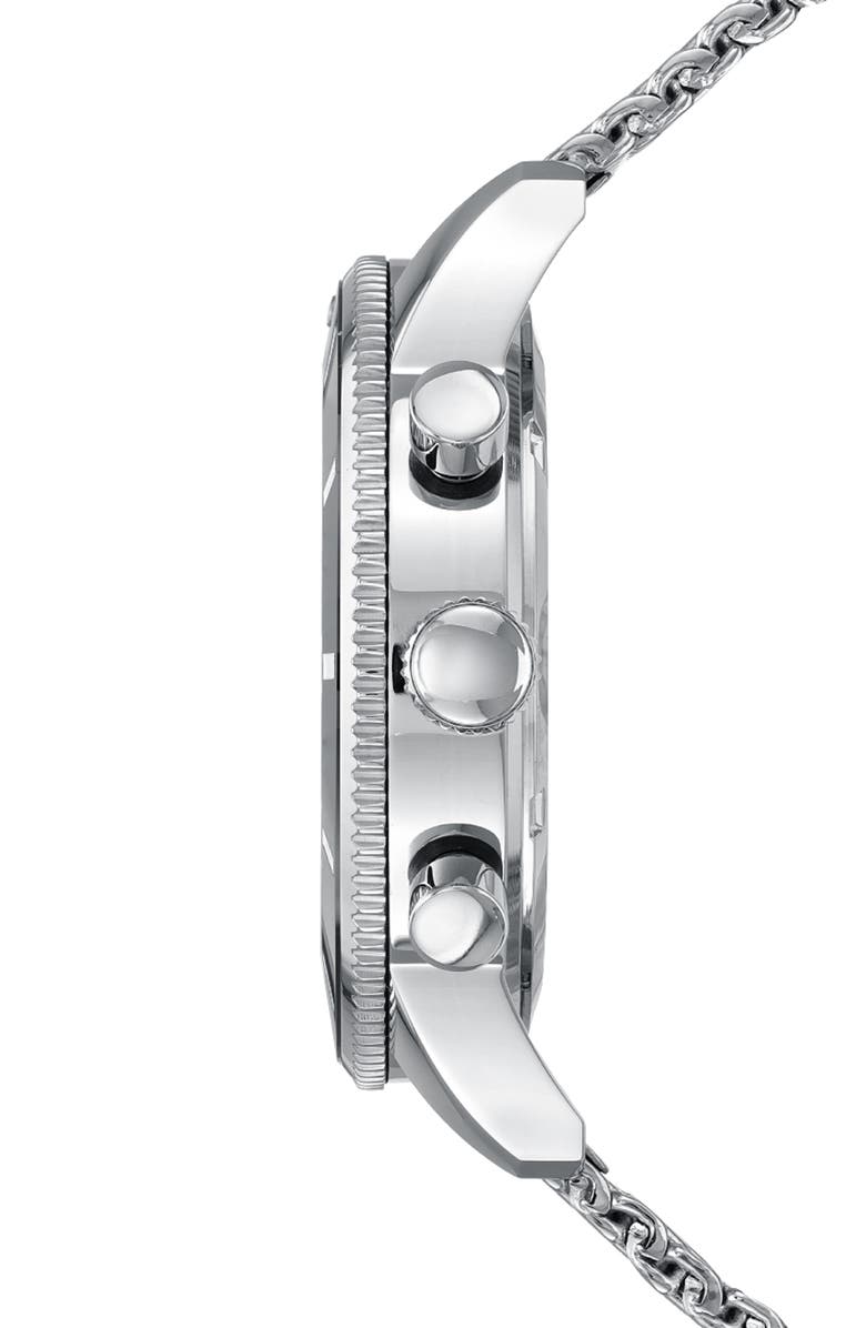 PORSAMO BLEU Brandon Mesh Strap Chronograph, 44mm, Alternate, color, Silver-Black