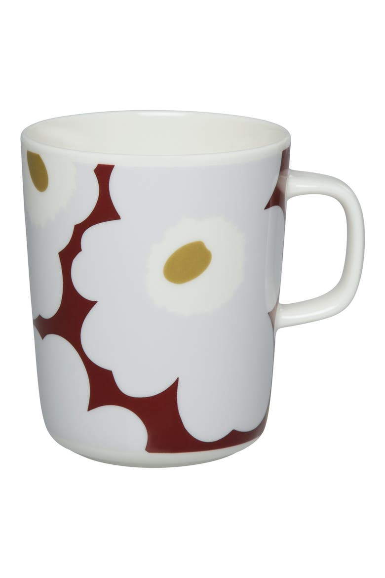Unikko Stoneware Mug, Main, color, WHITE/ BLUEGRAY/ WINE-RED