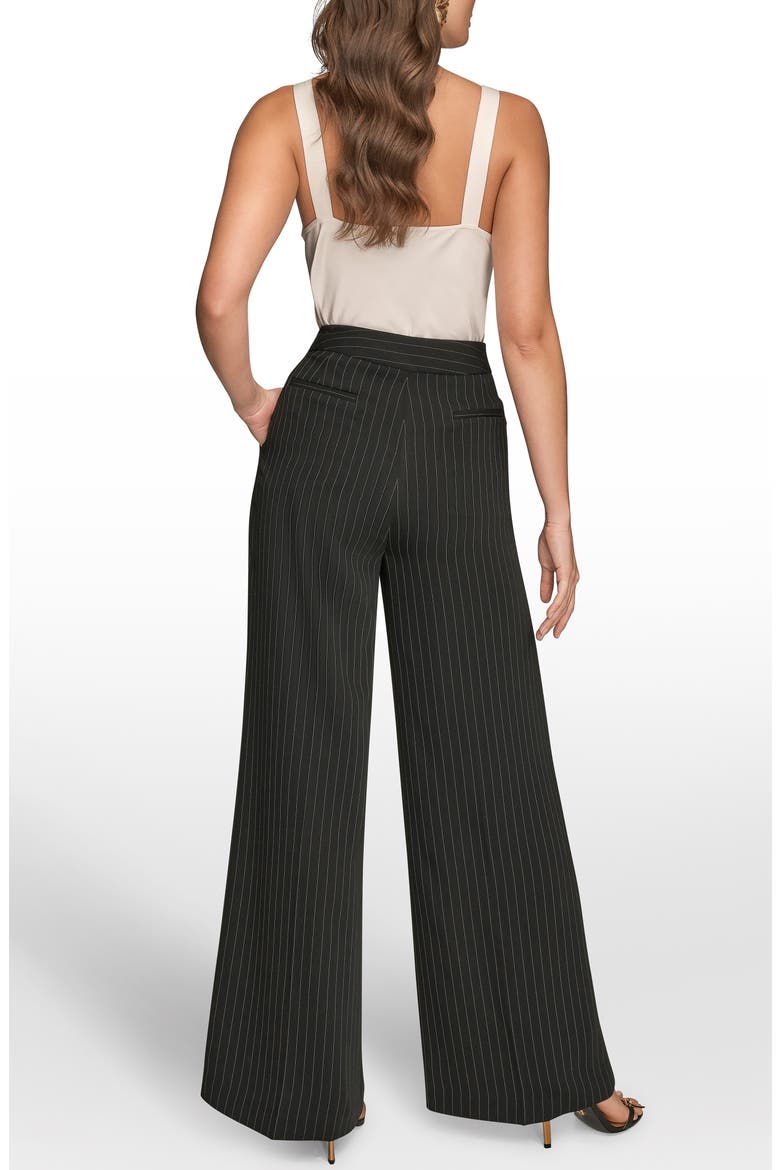 Pinstripe High Waist Wide Leg Pants, Alternate, color, BLACK/ CREAM