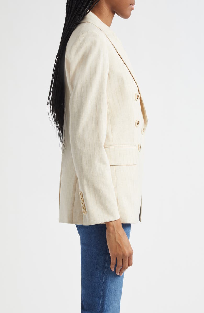 Veronica Beard Gaya Metallic Chalk Stripe Cotton Blend Dickey Jacket, Alternate, color, Natural Gold