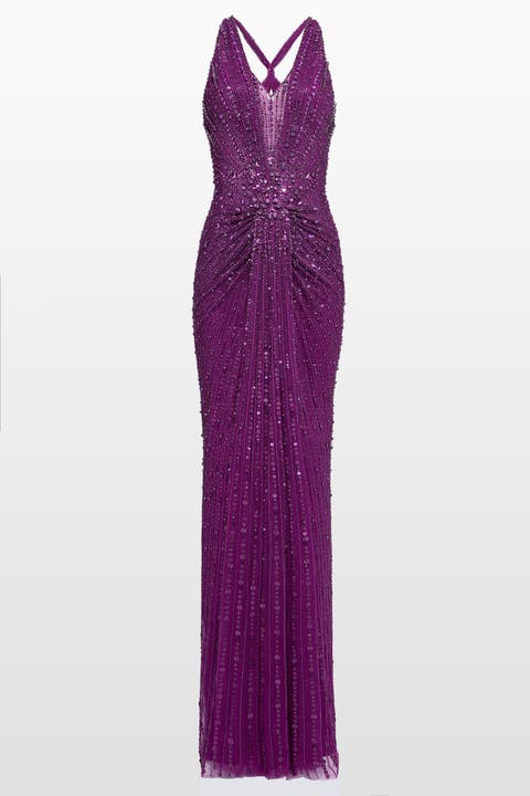 Lana Sequin-Embellished V-neck Maxi Dress