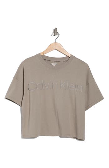 Calvin Klein Performance Puff Print Logo T-shirt In Brown