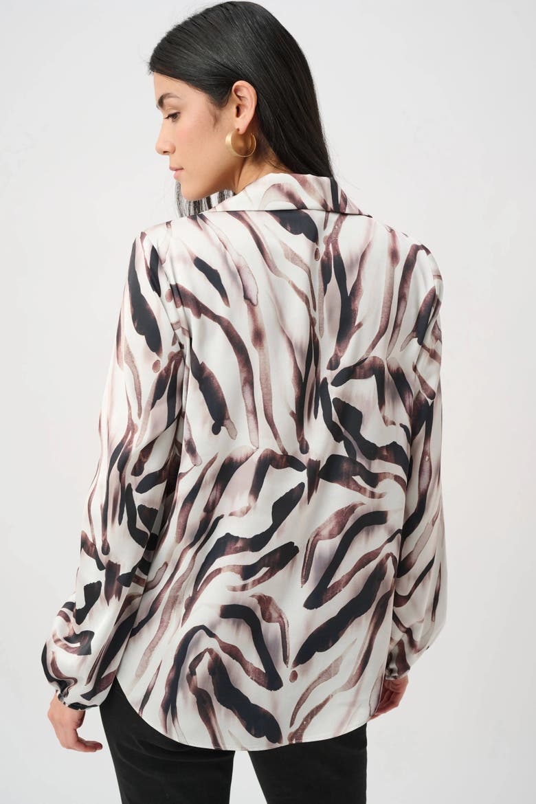 Recycled Satin Animal Print Draped Top, Alternate, color, Beige/Multi