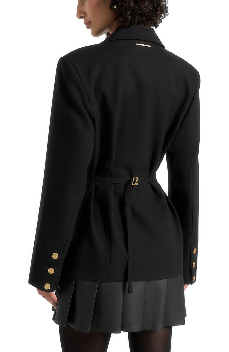 Manière De Voir Nicole Tailored Cinch Blazer Dress with Pleats, Alternate, color, Black