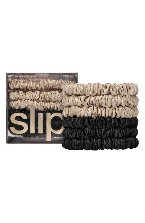 Pure Silk 6-Pack Skinny Scrunchies $51 Value