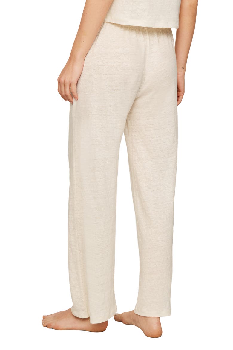 High Waist Organic Linen Lounge Pants, Alternate, color, IVORY