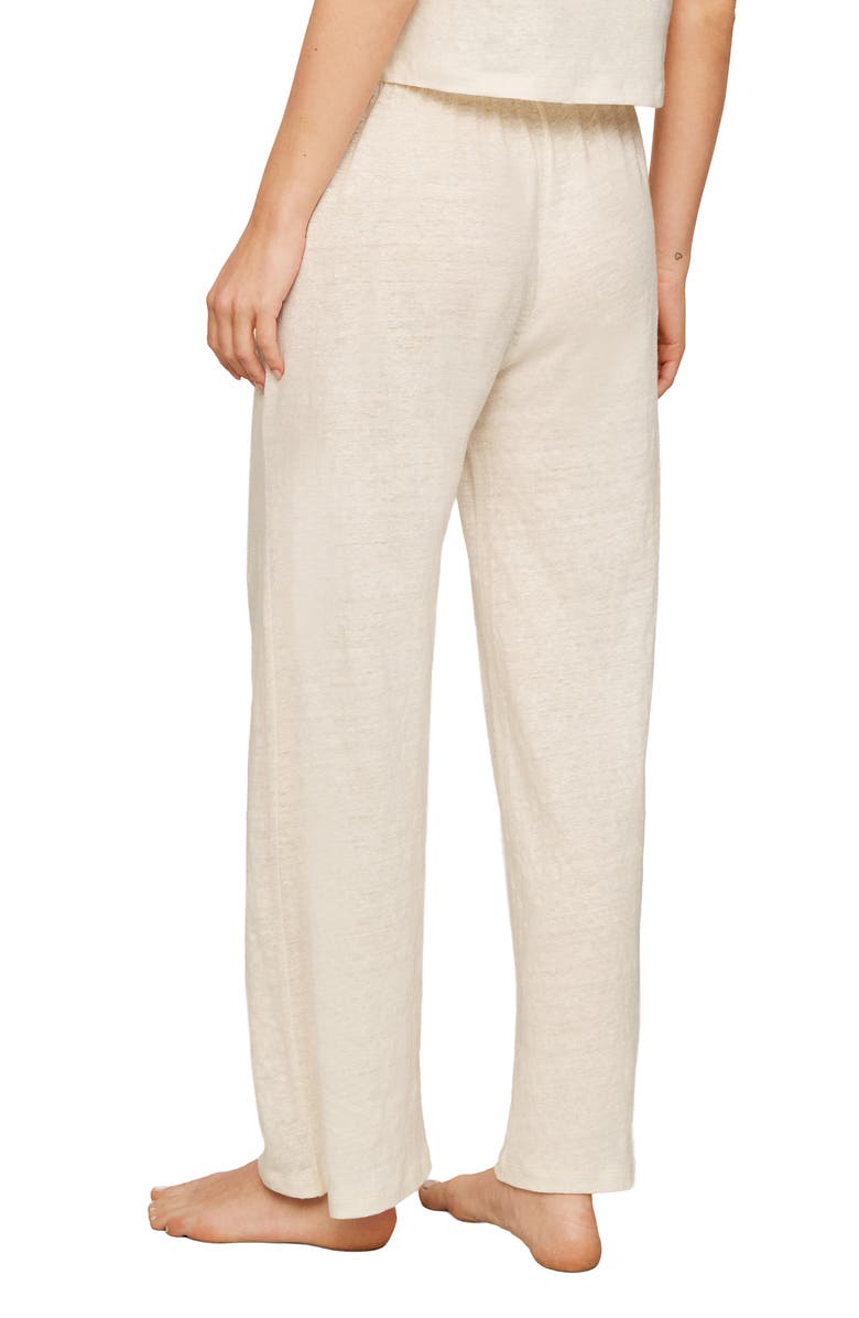 Eberjey High Waist Organic Linen Lounge Pants, Alternate, color, Ivory