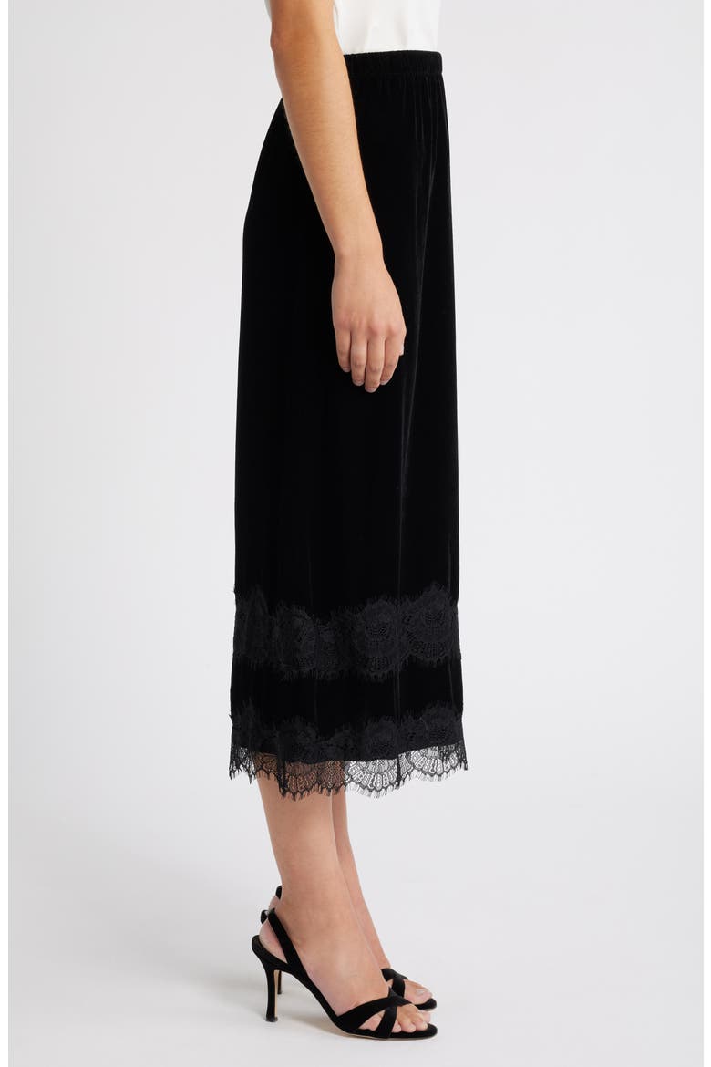 Gracie Lace Detail Velvet Midi Skirt, Alternate, color, BLACK VELVET