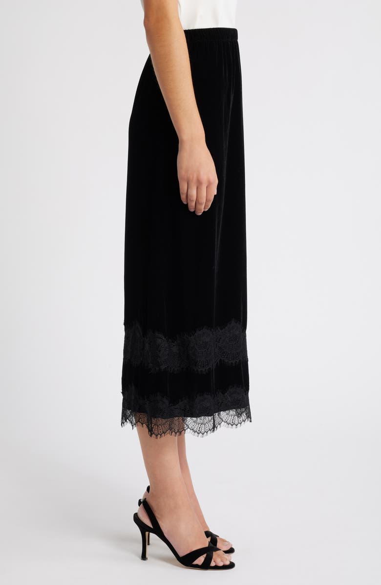 Sam Edelman Gracie Lace Detail Velvet Midi Skirt, Alternate, color, 
