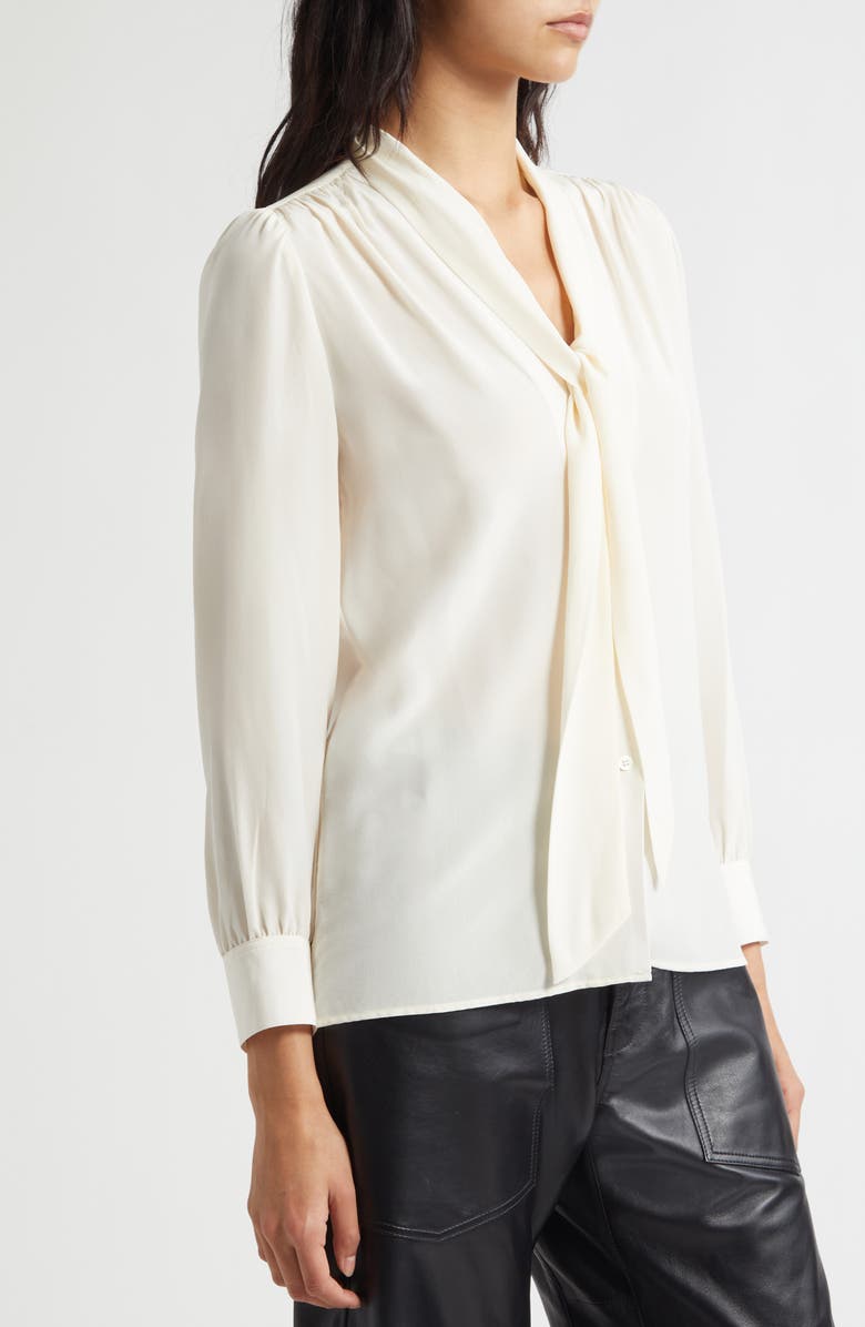 Nili Lotan Colt Tie Neck SilkTop, Alternate, color, Ivory