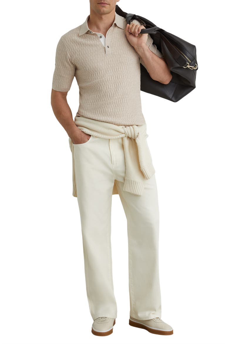 Era Basket Weave Knit Polo Sweater, Alternate, color, OATMEAL BROWN