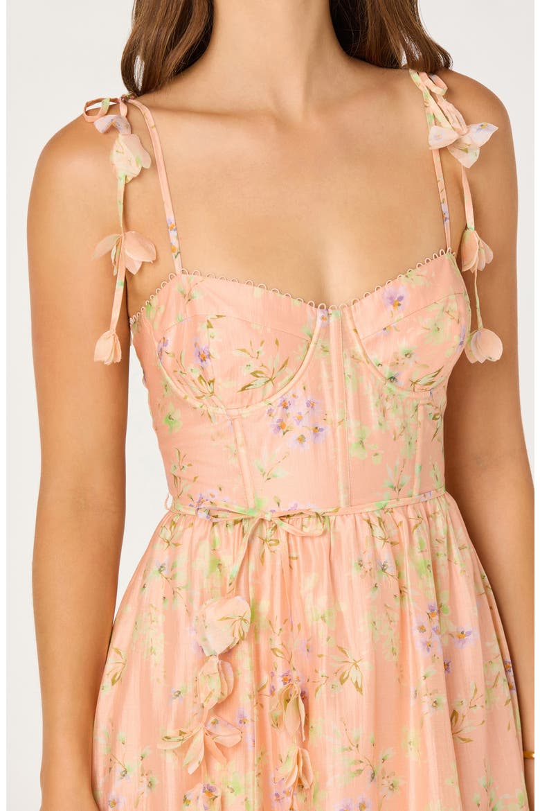 Halcyon Floral Print A-Line Dress, Alternate, color, PEACH FLORAL