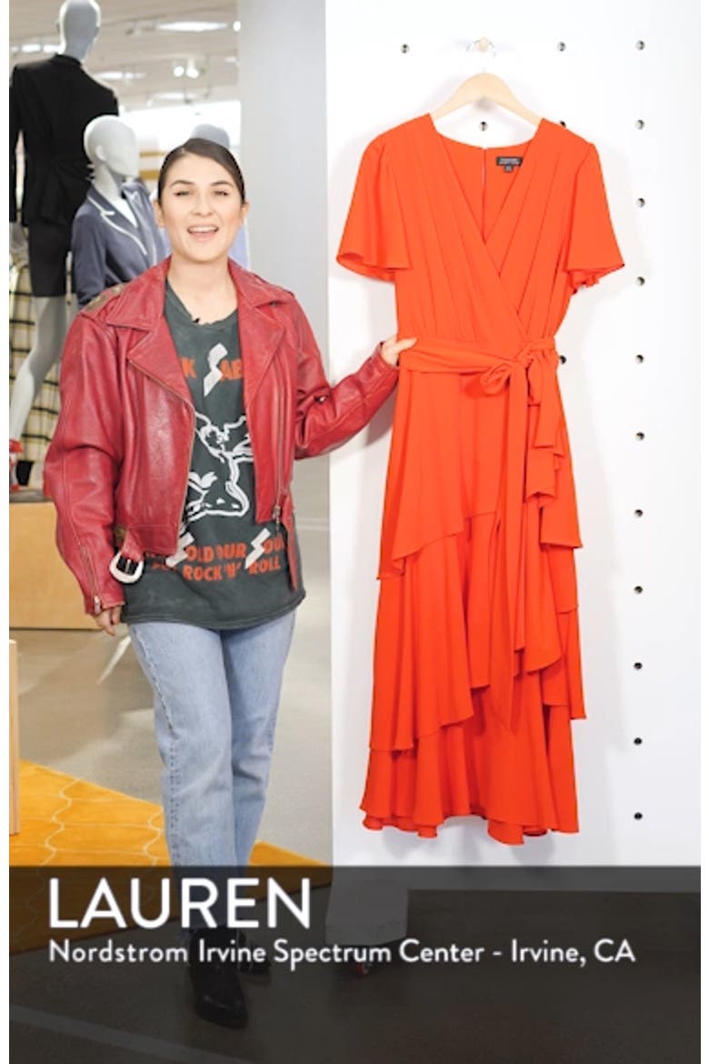 Tiered Faux Wrap Crepe Dress video