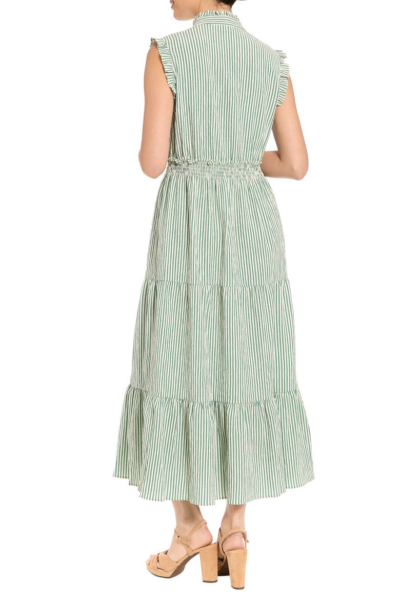 Stripe Ruffle Neck Sleeveless Tiered Maxi Dress, Alternate, color, AVENTURINE