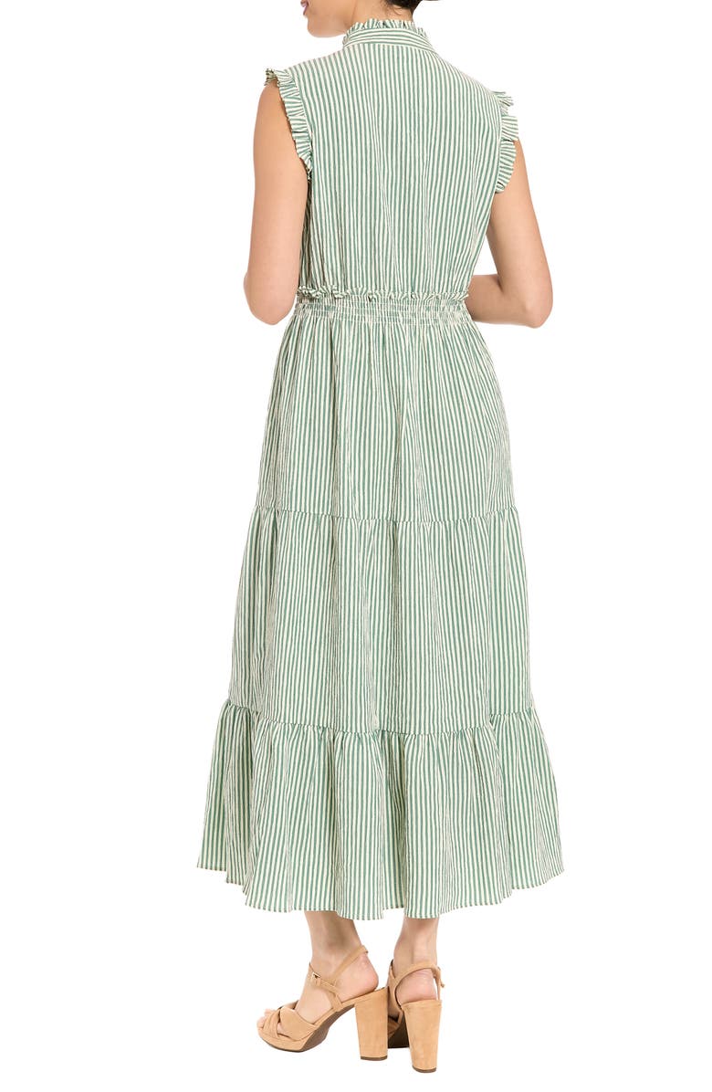 London Times Stripe Ruffle Neck Sleeveless Tiered Maxi Dress, Alternate, color, Aventurine