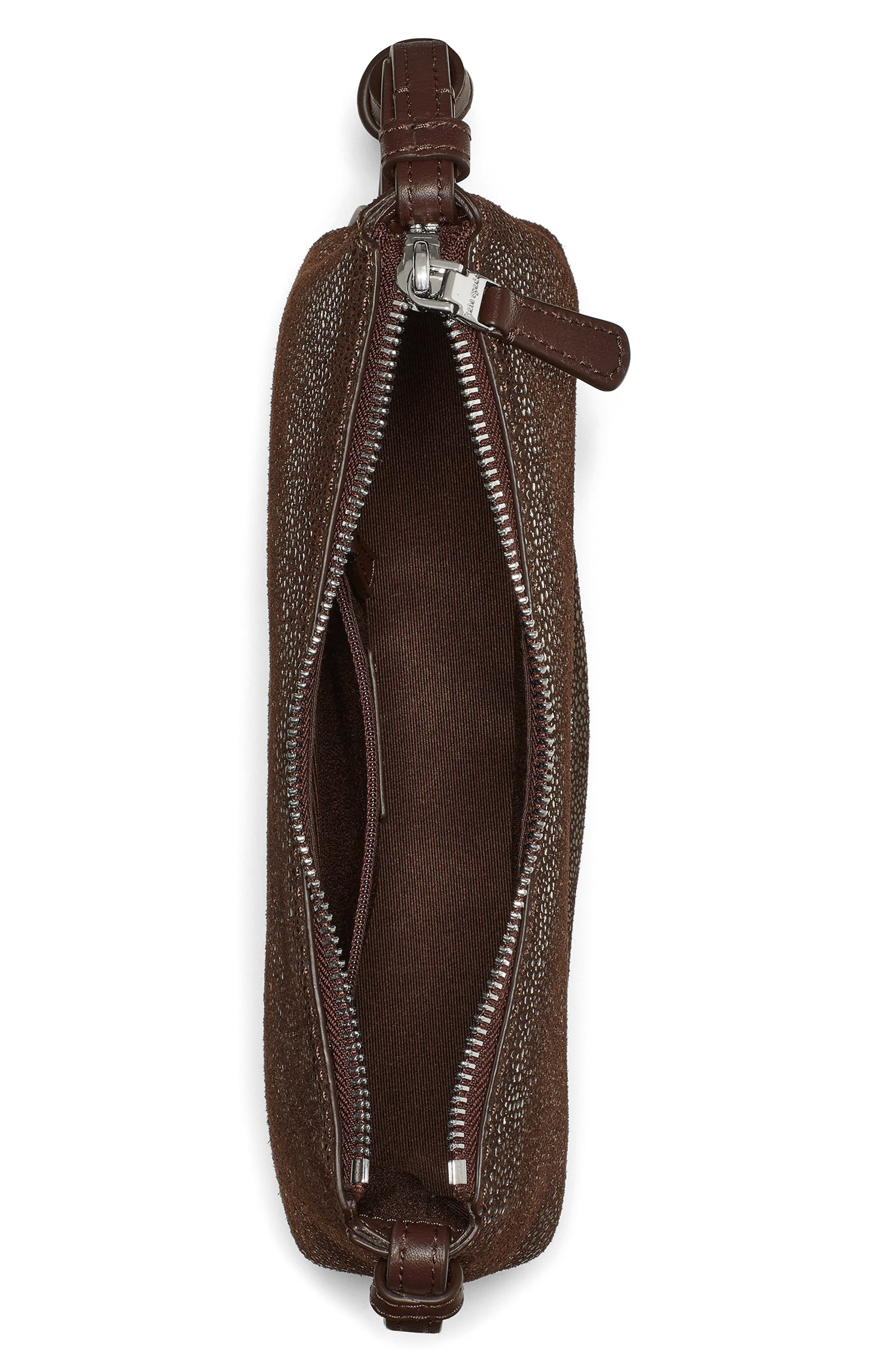 Loop Dot Printed Leather Crossbody Bag, Alternate, color, HOT FUDGE