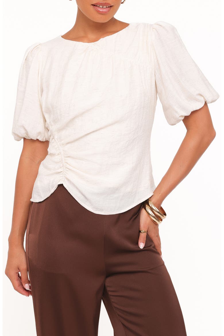 Laurel Puff Sleeve Ruched Top, Main, color, IVORY