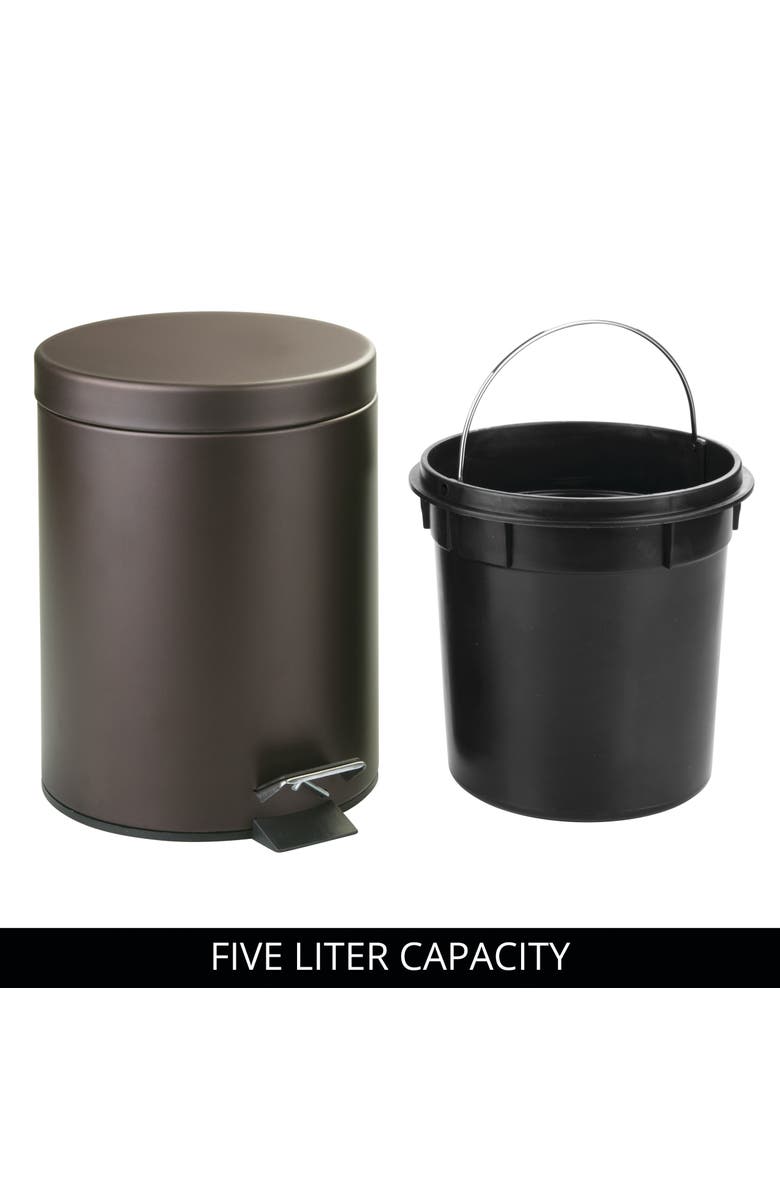 iDesign Round 1.3 Gallon Steel Step Trash Can - Set of 2 - Bronze, Alternate, color, Bronze