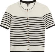rag & bone Anne Stripe Short Sleeve Wool Cardigan