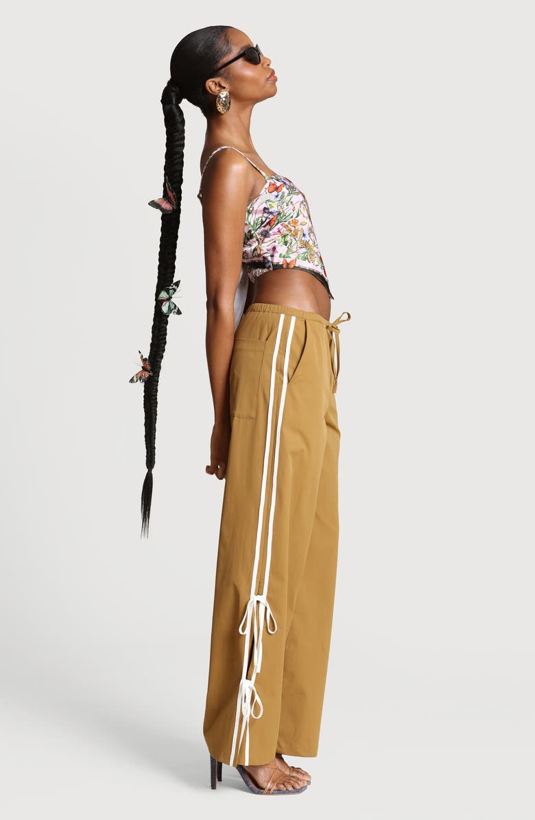 Avec Les Filles Side Tie Wide Leg Pants, Alternate, color, Ochre/ White Stripe
