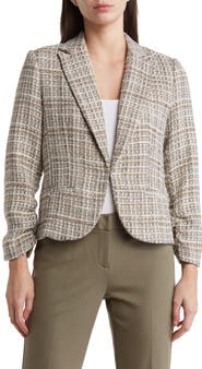 Amanda & Chelsea Scrunch Sleeve Bouclé Blazer