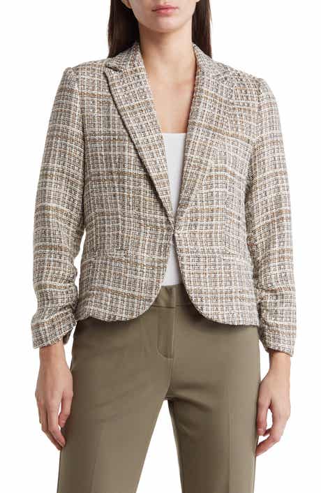 Amanda & Chelsea Scrunch Sleeve Bouclé Blazer