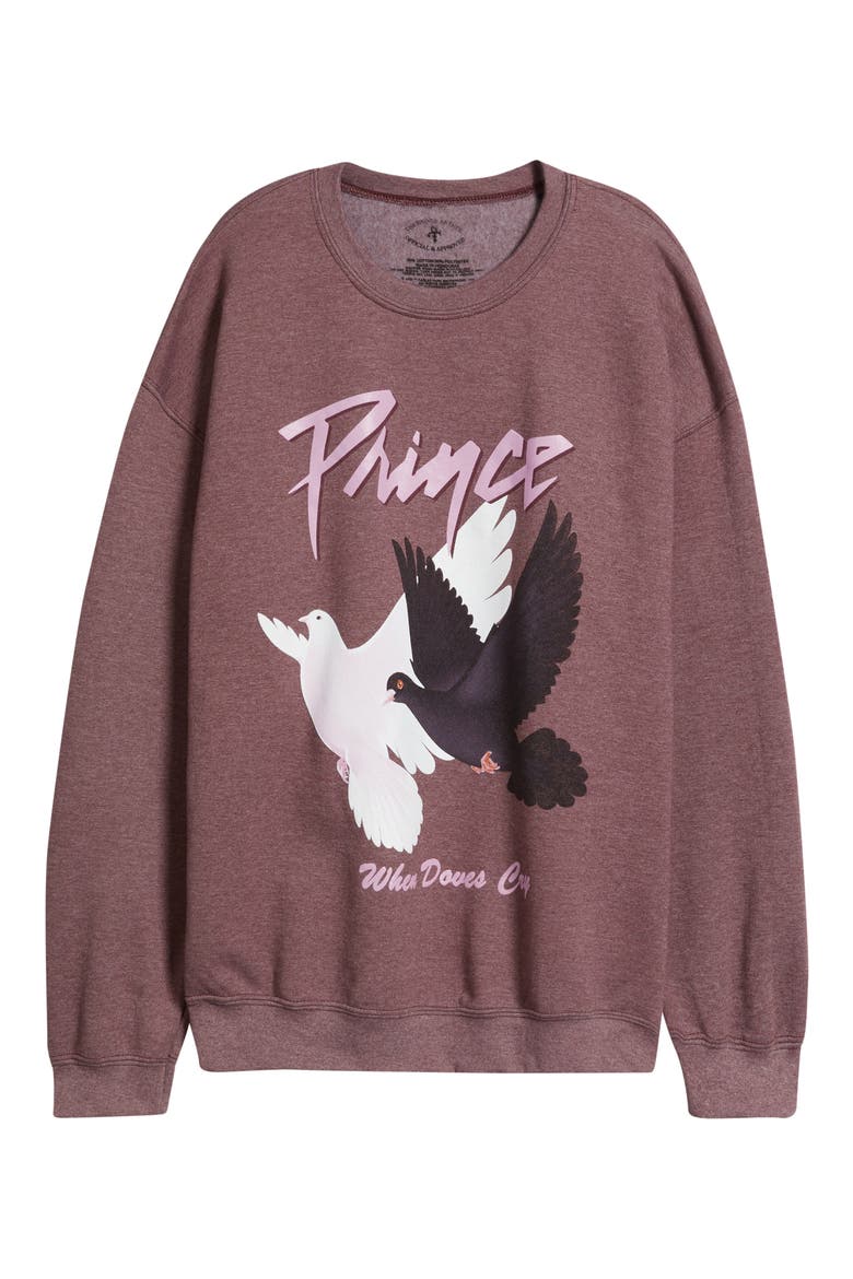 Prince Birds Graphic Sweatshirt, Alternate, color, PLUM PIGMENT DYE