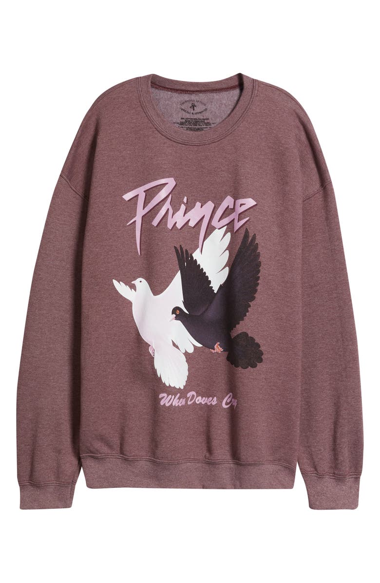 Merch Traffic Prince Birds Graphic Sweatshirt, Alternate, color, Plum Pigment Dye