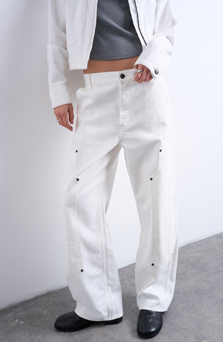 Topshop Column Straight Leg Jeans, Main, color, Ivory